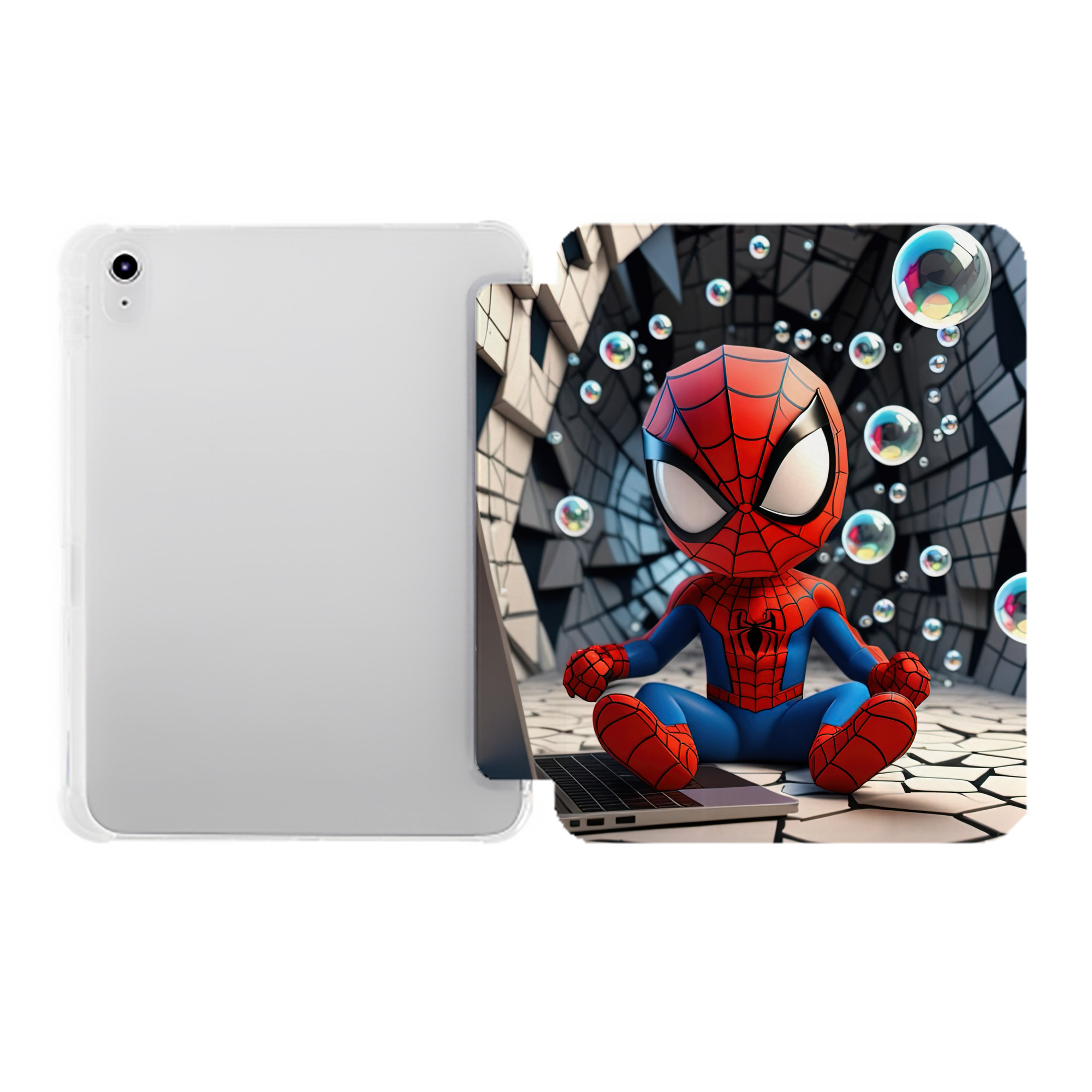 （画像用） Spider Man スパイダーマン IPad ケース ペン収納付き 三つ折りスタンド PUレザー×シリコン 対応機種9.5/10.5/10.9インチ